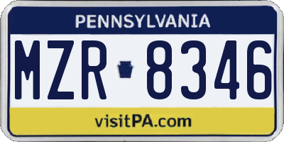 PA license plate MZR8346