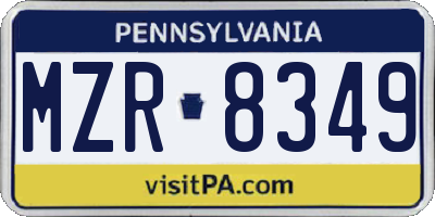 PA license plate MZR8349