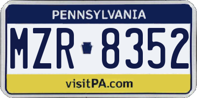 PA license plate MZR8352
