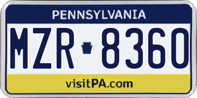 PA license plate MZR8360