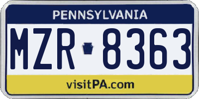 PA license plate MZR8363