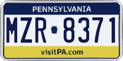 PA license plate MZR8371