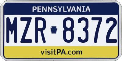 PA license plate MZR8372
