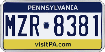 PA license plate MZR8381
