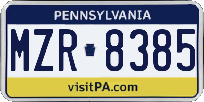 PA license plate MZR8385