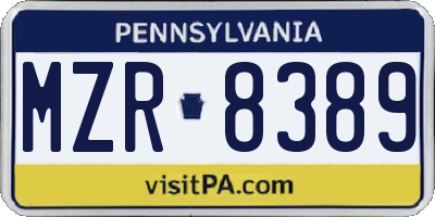 PA license plate MZR8389