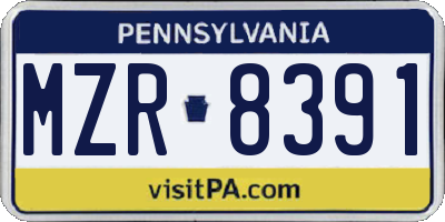 PA license plate MZR8391