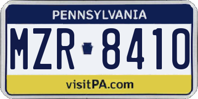 PA license plate MZR8410