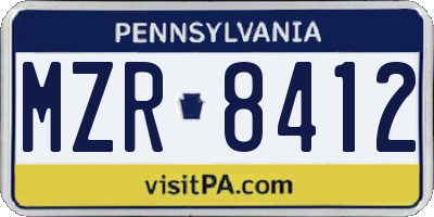 PA license plate MZR8412