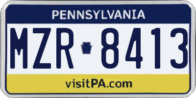 PA license plate MZR8413