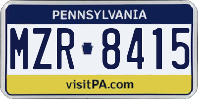 PA license plate MZR8415