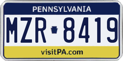 PA license plate MZR8419