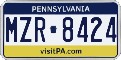 PA license plate MZR8424