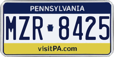 PA license plate MZR8425