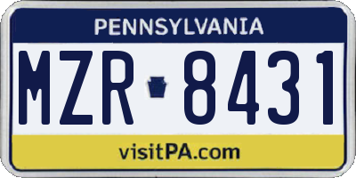 PA license plate MZR8431