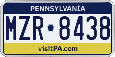 PA license plate MZR8438