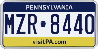 PA license plate MZR8440