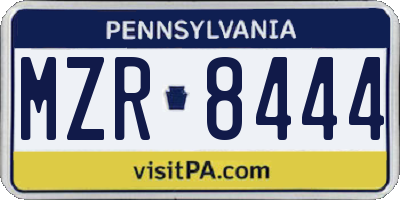 PA license plate MZR8444