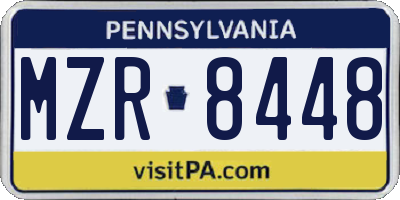 PA license plate MZR8448