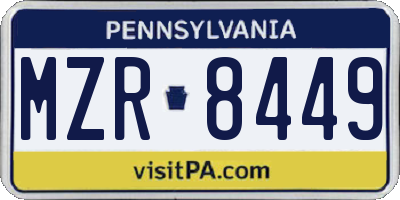 PA license plate MZR8449