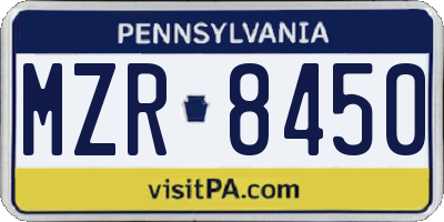 PA license plate MZR8450