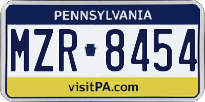 PA license plate MZR8454