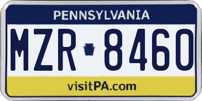 PA license plate MZR8460