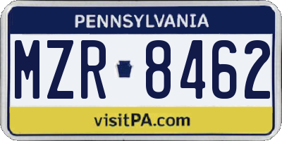 PA license plate MZR8462