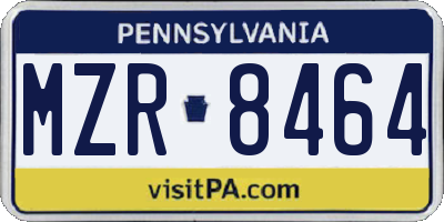 PA license plate MZR8464