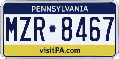 PA license plate MZR8467