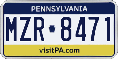 PA license plate MZR8471