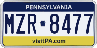 PA license plate MZR8477