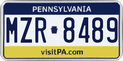PA license plate MZR8489