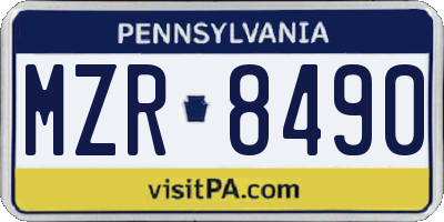 PA license plate MZR8490