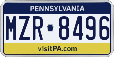 PA license plate MZR8496