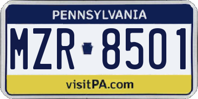 PA license plate MZR8501