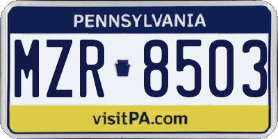 PA license plate MZR8503