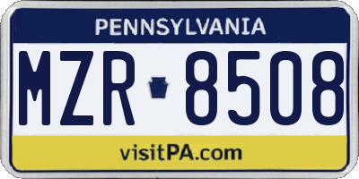 PA license plate MZR8508