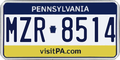 PA license plate MZR8514