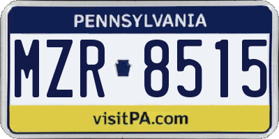 PA license plate MZR8515