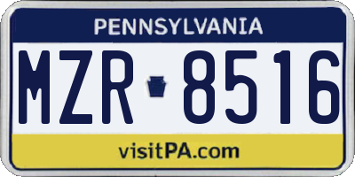 PA license plate MZR8516
