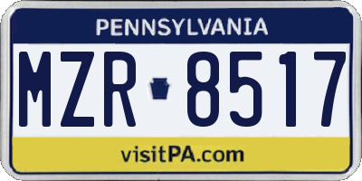 PA license plate MZR8517