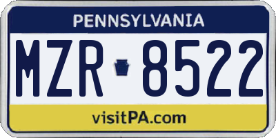 PA license plate MZR8522