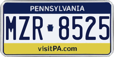 PA license plate MZR8525
