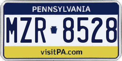 PA license plate MZR8528