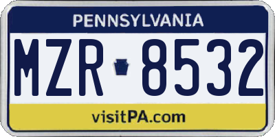 PA license plate MZR8532