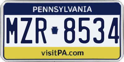 PA license plate MZR8534