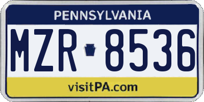 PA license plate MZR8536