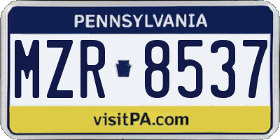 PA license plate MZR8537