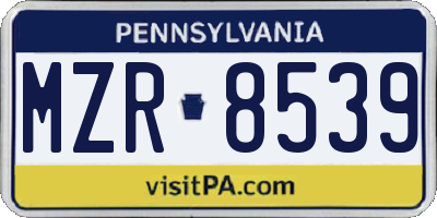 PA license plate MZR8539